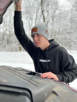 MDDP Leather Patch Grey Beanie