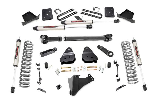 Rough Country 4.5 Inch Suspension Lift Kit w/V2 Shocks w/Front Drive Shaft 17-19 F-250/350 4WD Diese